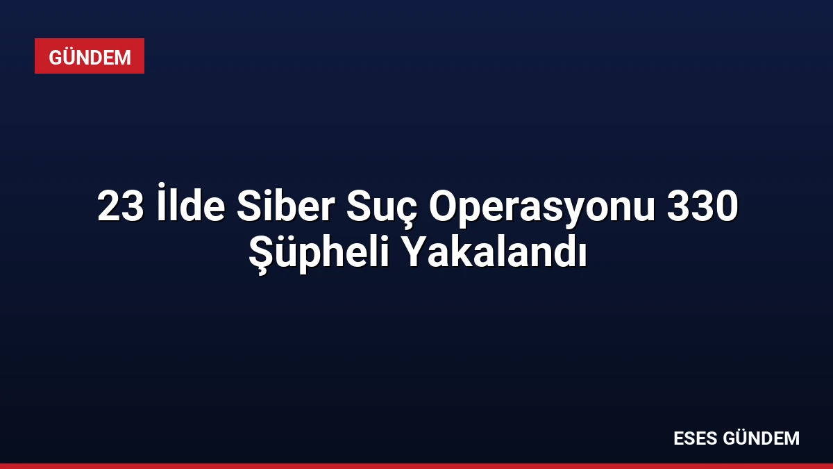 23 İlde Siber Suç Operasyonu 330 Şüpheli Yakalandı
