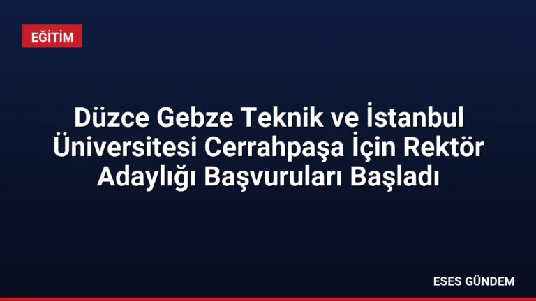 Düzce Gebze Teknik ve İstanbul Üniversitesi Cerrahpaşa İçin Rektör Adaylığı Başvuruları Başladı