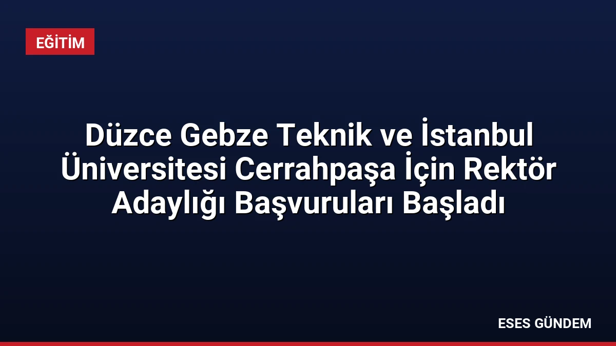 Düzce Gebze Teknik ve İstanbul Üniversitesi Cerrahpaşa İçin Rektör Adaylığı Başvuruları Başladı