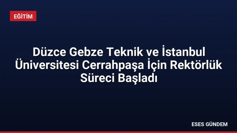 Düzce Gebze Teknik ve İstanbul Üniversitesi Cerrahpaşa İçin Rektörlük Süreci Başladı