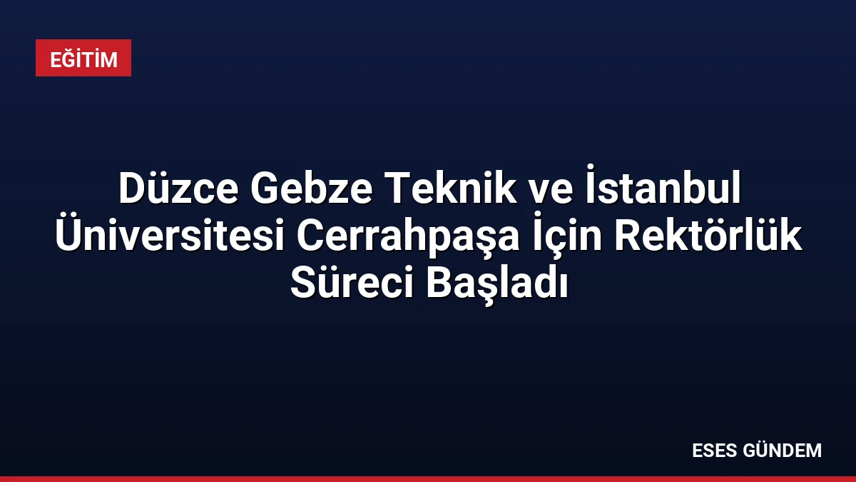 Düzce Gebze Teknik ve İstanbul Üniversitesi Cerrahpaşa İçin Rektörlük Süreci Başladı