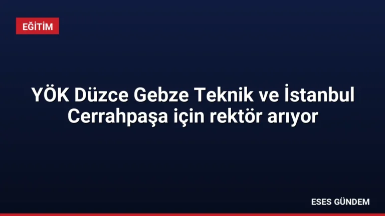 YÖK Düzce Gebze Teknik ve İstanbul Cerrahpaşa için rektör arıyor