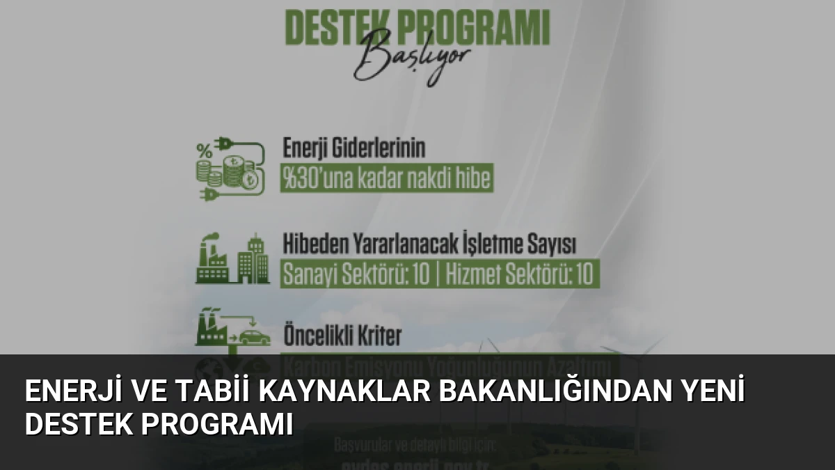 Enerji ve Tabii Kaynaklar Bakanlığından Yeni Destek Programı