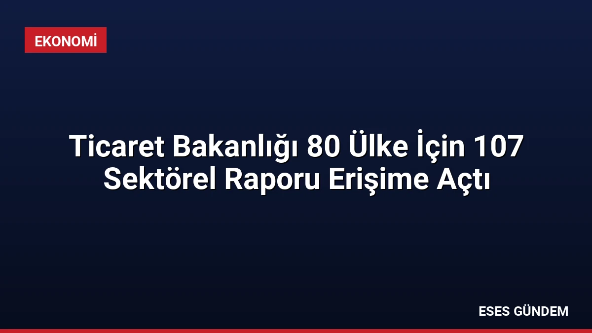 Ticaret Bakanlığı 80 Ülke İçin 107 Sektörel Raporu Erişime Açtı