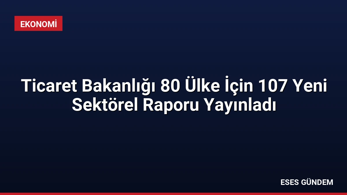 Ticaret Bakanlığı 80 Ülke İçin 107 Yeni Sektörel Raporu Yayınladı