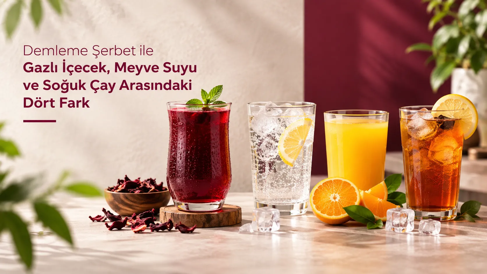 Demleme Şerbet ile Gazlı İçecek, Meyve Suyu ve Soğuk Çay Arasındaki Dört Fark