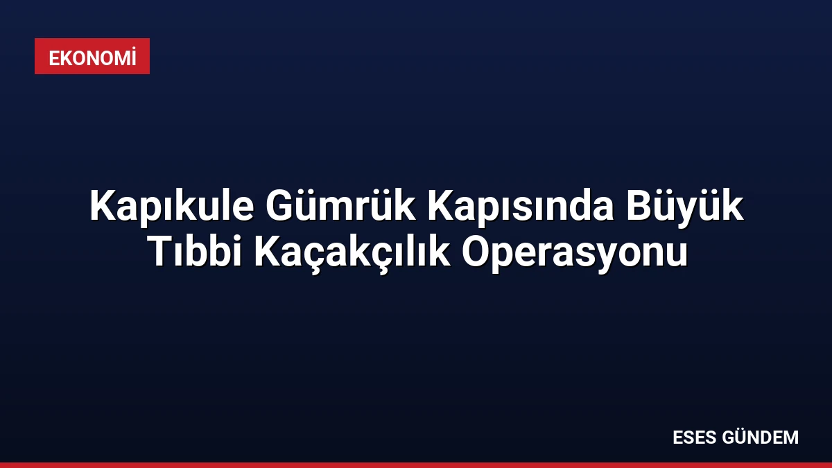 Kapıkule Gümrük Kapısında Büyük Tıbbi Kaçakçılık Operasyonu