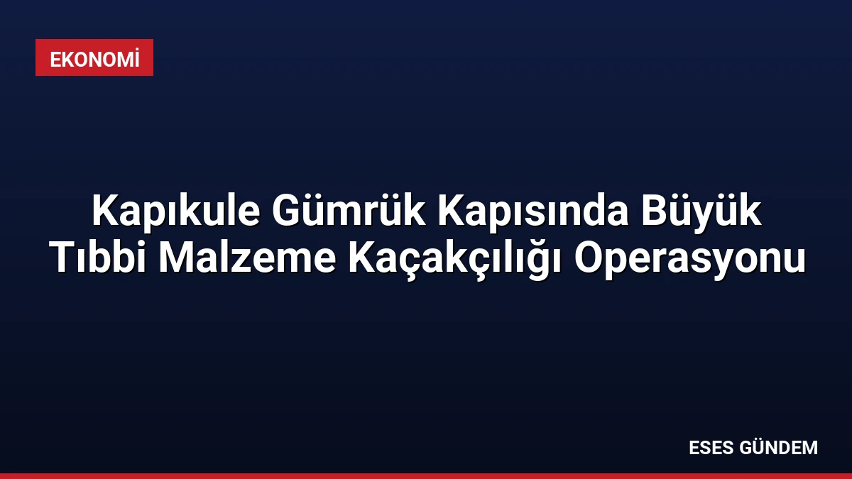 Kapıkule Gümrük Kapısında Büyük Tıbbi Malzeme Kaçakçılığı Operasyonu