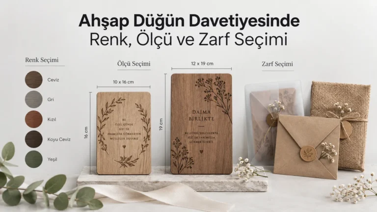 Ahşap Düğün Davetiyesinde Renk, Ölçü ve Zarf Seçimi