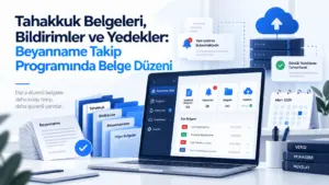 Tahakkuk Belgeleri, Bildirimler ve Yedekler: Beyanname Takip Programında Belge Düzeni