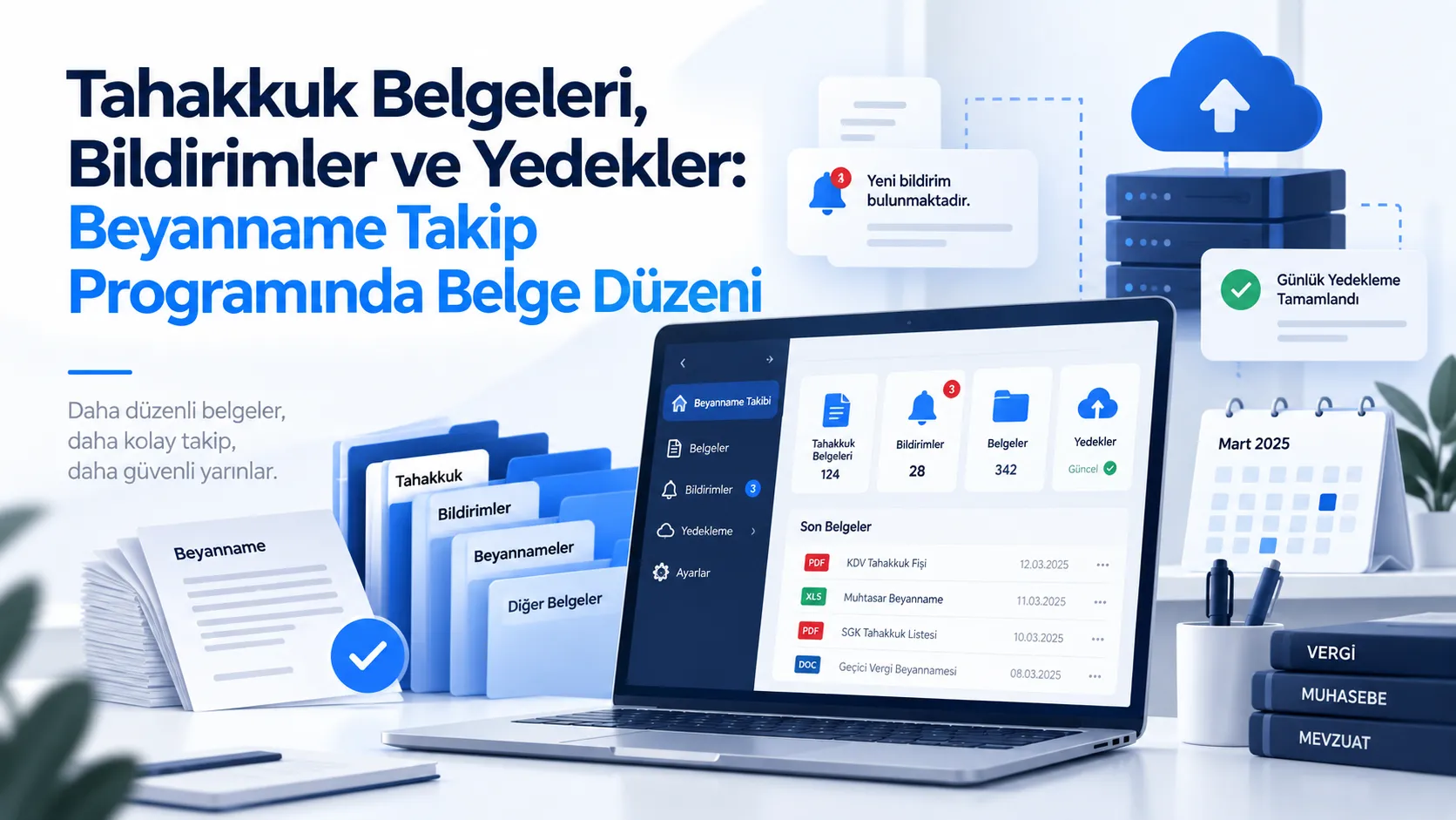 Tahakkuk Belgeleri, Bildirimler ve Yedekler: Beyanname Takip Programında Belge Düzeni