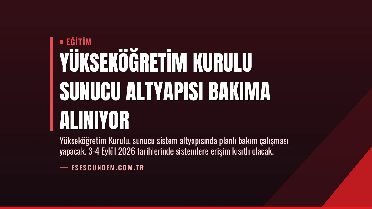 Yükseköğretim Kurulu Sunucu Altyapısı Bakıma Alınıyor